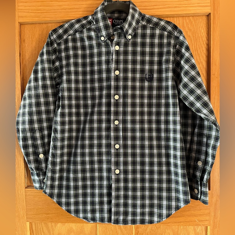 Boys Chaps plaid button down shirt long sleeve shirt preppy size 8